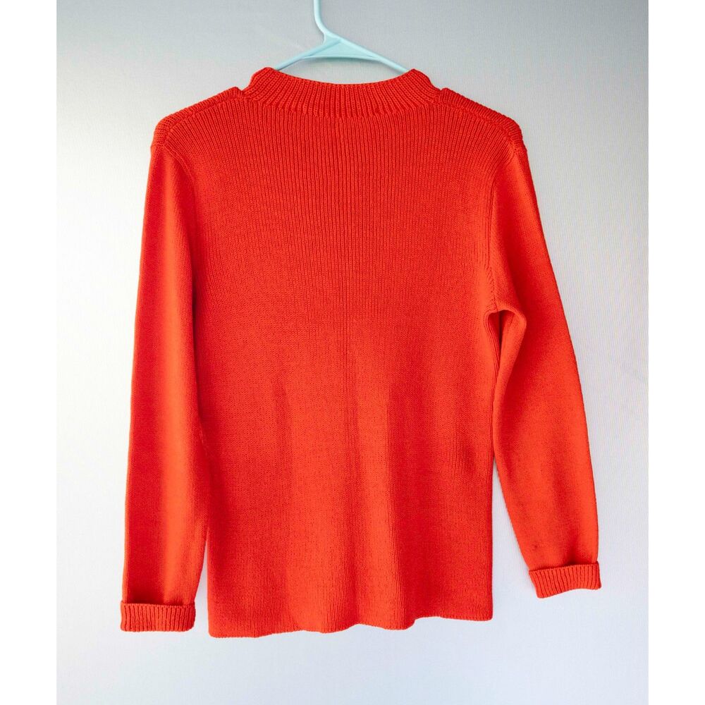 Vintage 1970's St John Knit Red Orange Gold Button Heavy Sweater Top S - Picture 2 of 10